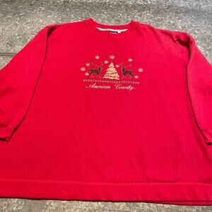 Vintage Christmas American Country Reindeer Snowflakes Tree Sweatshirt 90s 26 28